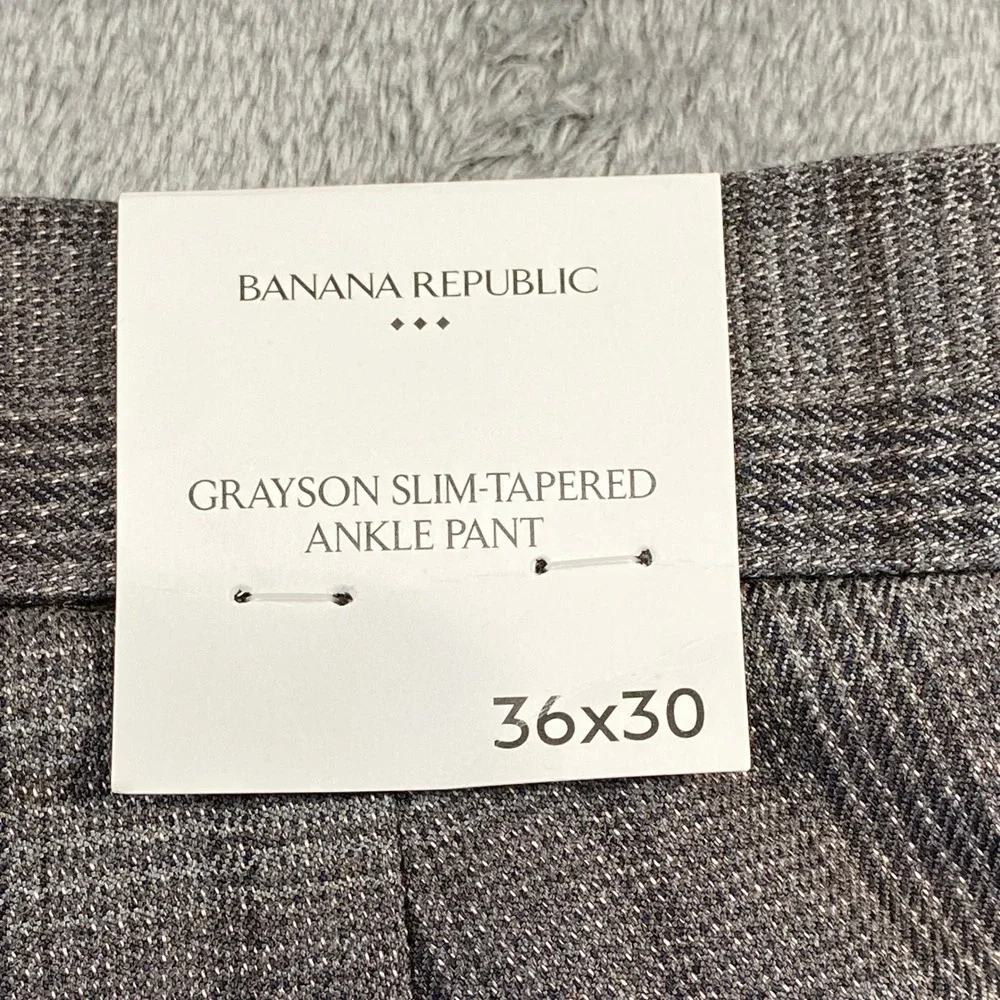 Banana Republic Pants Mens‎ 36x30 Brown Plaid Grayson Slim-Tapered Ankle New
